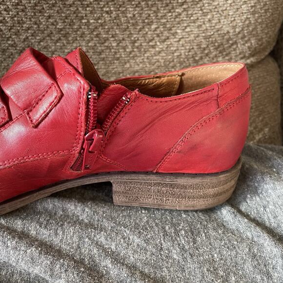 Miz Mooz Liam Oxfords Women’s Size 9 Red Leather Derby Zipper - Picture 13 of 15